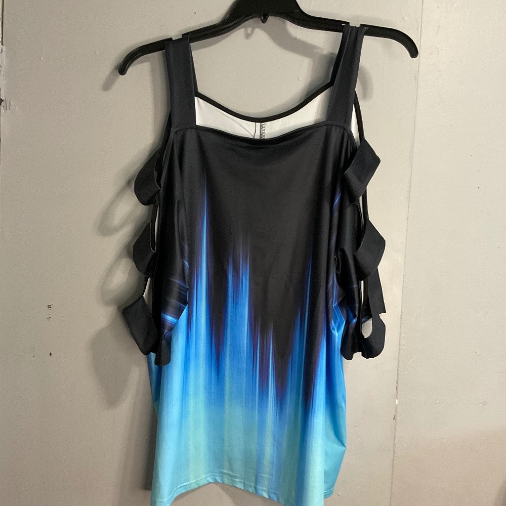 Unknown brand, black and blue blouse